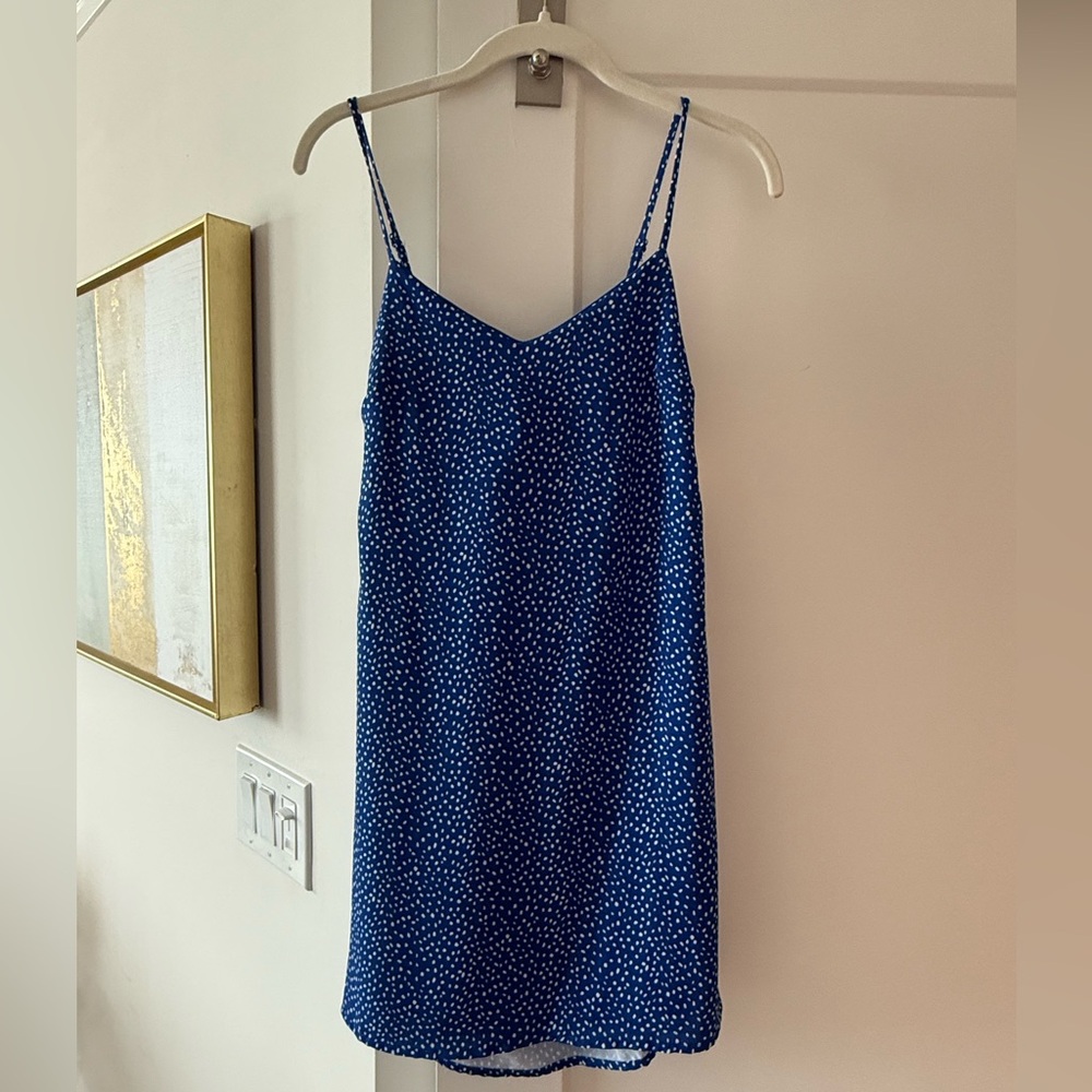 Blue Polka Dot Spaghetti Strap Dress